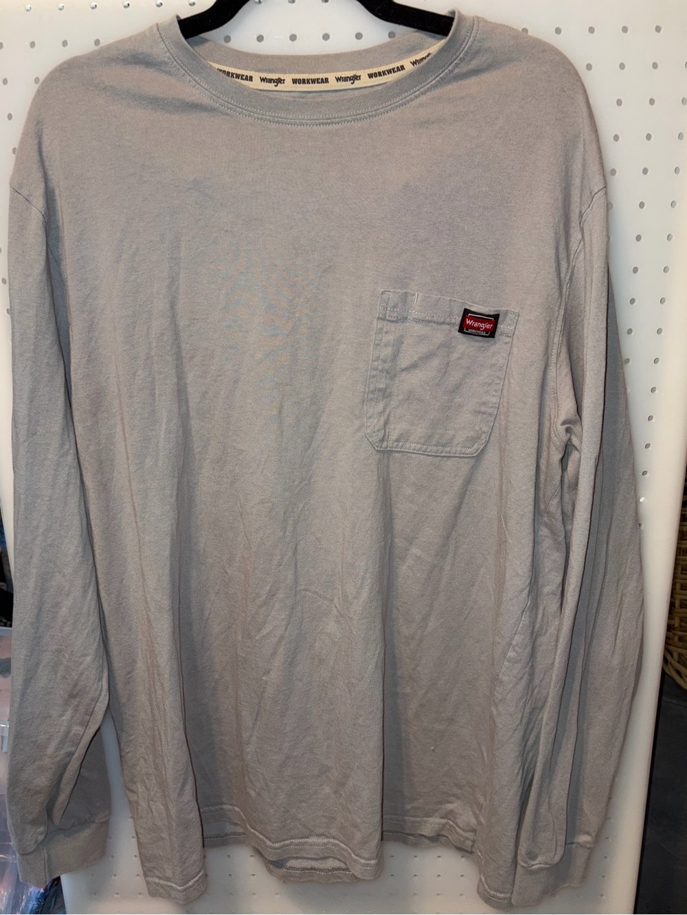 Wrangler Long Sleeve Pocket Tee in Light Gray